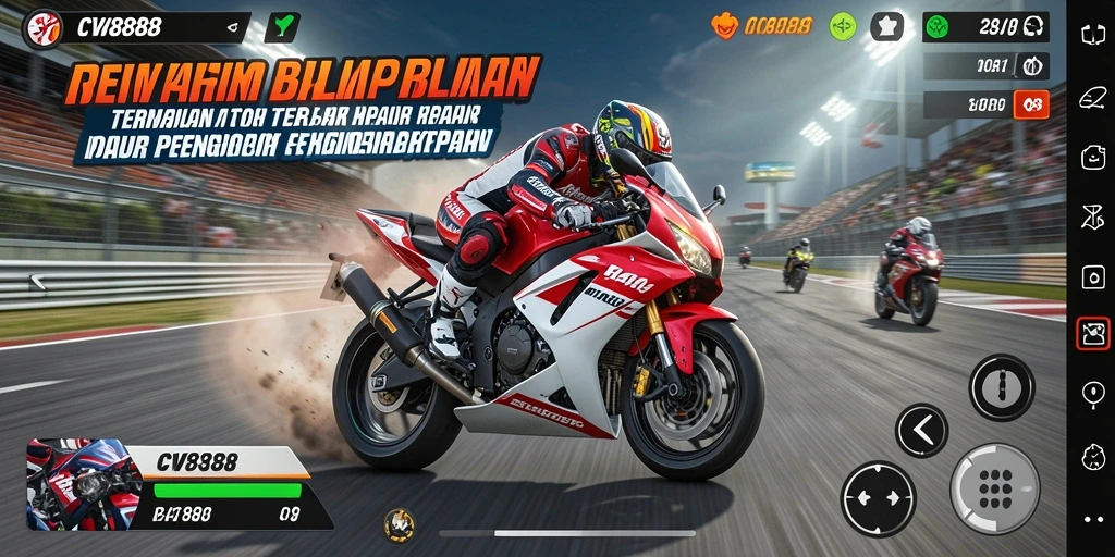 Gameplay balap motor yang seru dan mendebarkan di CW8888.
