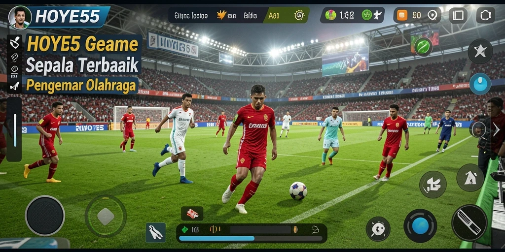 Screenshot utama HOYE55 menampilkan pertandingan sepak bola yang seru.