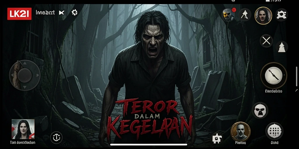 Gameplay LK21 menampilkan suasana mencekam dan karakter menyeramkan.