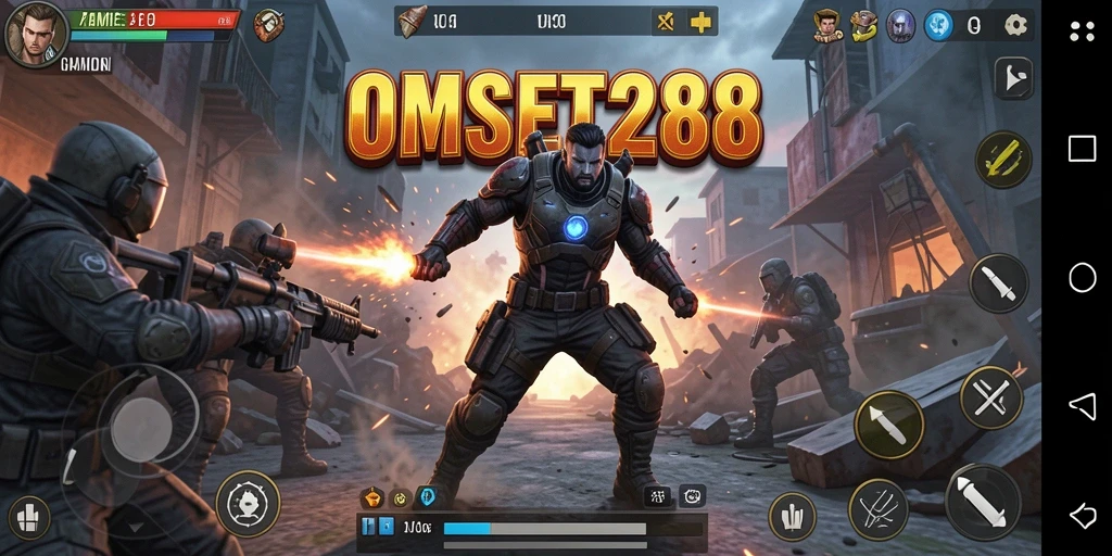 Screenshot gameplay OMSET288 menampilkan aksi mendebarkan dan karakter unik.